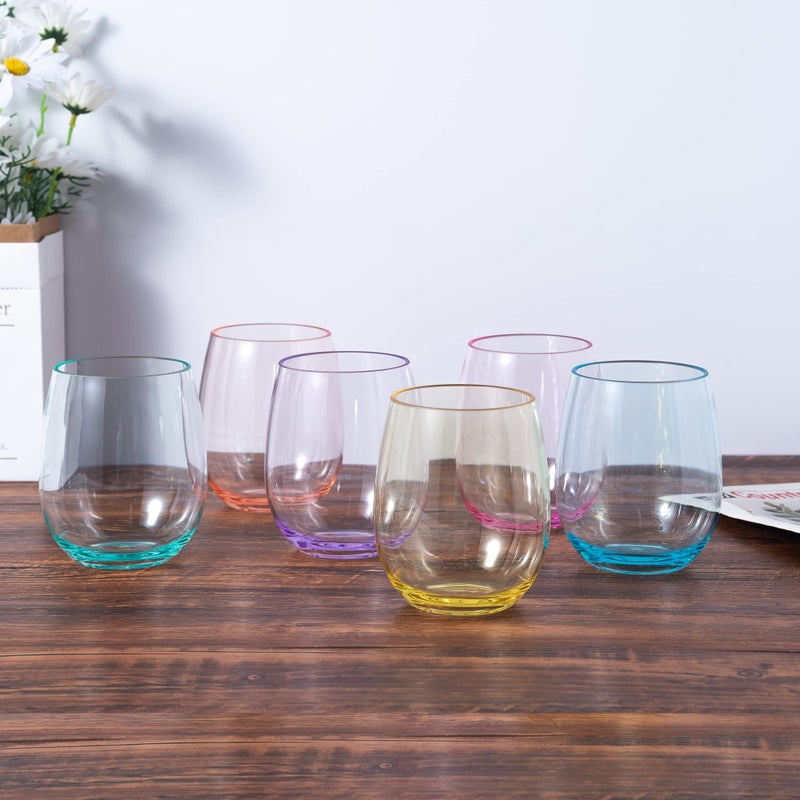 KX-WARE Unbreakable 18-ounce Acrylic Stemless Wine Glasses, Set of 4 Multicolor - Image 5